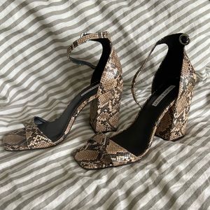 Chelsea and Violet Snakeskin Block Heels